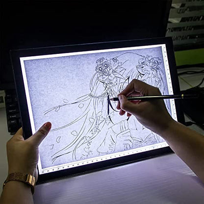 XIAOSTAR Light Box Drawing Pad, 12000 Lux LED Tracing Board A4, USB Powered (Not Rechargeable) PMMA Panel, Adjustable Brightness for Diamond Painting, Sketching, Animation, X-Ray–Includes Accessories | for Artists,Animation Drawing,Sketching,Animation,X-r