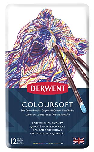 Derwent Colorsoft Pencils, 4mm Core, Metal Tin, 12 Count (0701026) (Pack of 2) - size: 12 Count (Pack of 2), style: Metal Tin