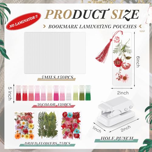 Fuyoooo 376 Pcs Pressed Flower Bookmark Kit,Rainbow Color,2 x 6 Inch - color: Rainbow Color, size: 2 x 6 Inch