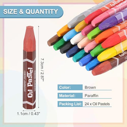 PATIKIL Brown Oil Pastels, 24Pcs Soft Oil Crayons Vibrant and Creamy Pastels Stick Art Supplies for Art Painting Drawing Blending Graffiti for Artists Beginners - color: Brown
