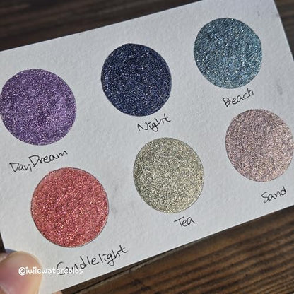 IUILE Handmade Watercolor Paints - Holiday Gift 2024 Dot Card (6 colors). Metallic, Shiny, Shimmer - color: Holiday Gift 2024 Dot