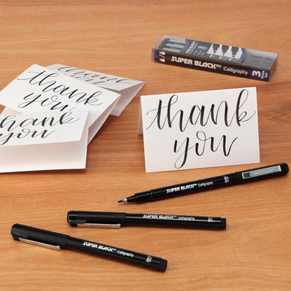 Creative Mark Ultimate Fine Line Drawing Pens Super Black, Permanent, Waterproof, & Acid-Free Assorted Tips and Large Brush Pen - [Fineliners and Sketch Set of 8]