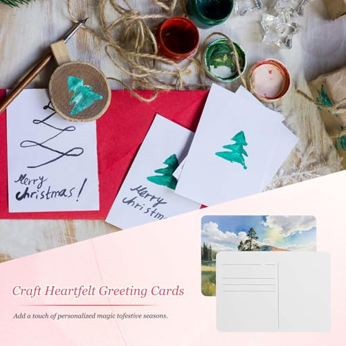MECCANIXITY 40 Sheets Watercolor Postcards, 100% Cotton 4"x6" Watercolor Paper Blank Postcards W Blue Cap White Waistband Hot Pressed for Mailing Painting Invitations Cards(140lb/300gsm), Blue - color: Blue