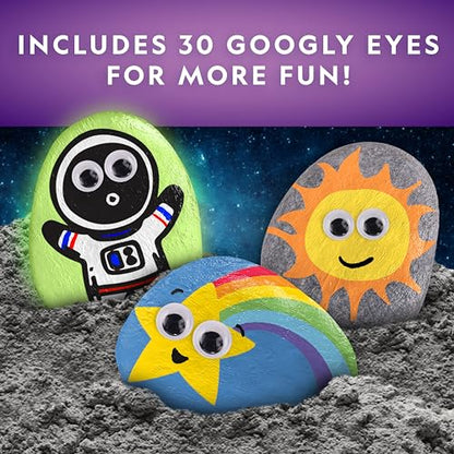 National Geographic Glow-in-the-Dark Rock Painting Craft Kit for Kids | 15 River Rocks, 15 Paint Colors, Glow Paints, Brushes and Art Supplies, Kids Craft Activity, Creative Birthday Gift - style: Glow in the Dark