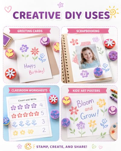 NUOBESTY 6 Pack EVA Sponge Painting Stampers, Flower Shapes for Kids - size: 6.00X6.00X2.50CM