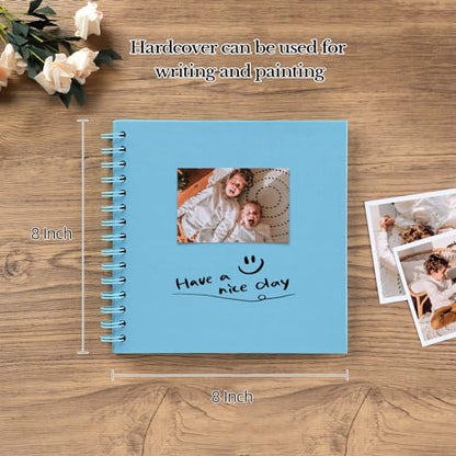 potricher 8 x 8 Inch DIY Scrapbook Album 40 Pages with Kraft Paper, Blue - color: Blue, size: 8 Inch 40 Pages