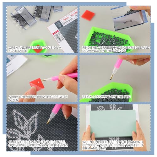 Yeaqee 4 Pcs Diamond Art Kits DIY Painting for Adult Aesthetic Wall Diamond Crafts Aesthetic Room Decor Cute Painting Pictures 5d Craft Wall Decor for Home 10 x 11.8''(Line Floral) - style: Line Floral