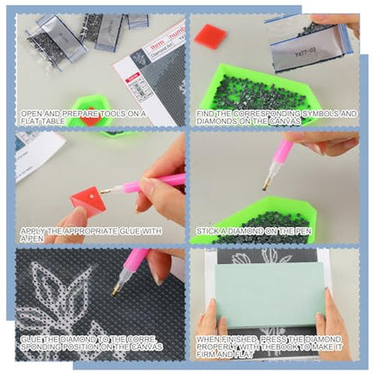 Yeaqee 4 Pcs Diamond Art Kits DIY Painting for Adult Aesthetic Wall Diamond Crafts Aesthetic Room Decor Cute Painting Pictures 5d Craft Wall Decor for Home 10 x 11.8''(Line Floral) - style: Line Floral