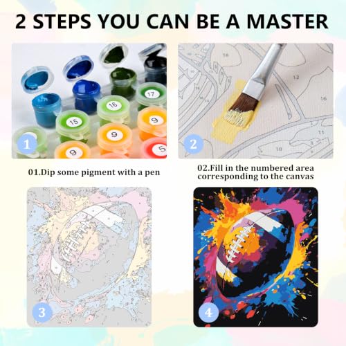 Football Paint by Numbers Kit for Adults Beginners & Kids Ages 8-12 - color: style-13