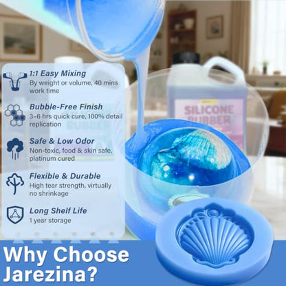 66OZ Liquid Silicone Mold Making Kit for Resin & Soap - 15A Blue | High Strength Platinum Cure Rubber, Bubble Free Liquid Silicone for Resin, Wax, Concrete and Soap Casting