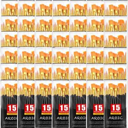 AROIC Acrylic Paint Brush Set,100 packs/1500pcs Nylon Hair Paint Brushes | Watercolor Rock Face Painting Brush, Artist Craft Brush Supplies, Paint Brush For All Purposes Children Adult painting Black - size: 1500pcs-black