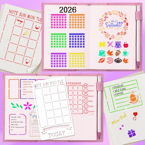 36 PCS Journal Diary Stencils, Planner Stencils for Junk Journal Notebook Diary Scrapbooking DIY Supplie Drawing Template Journal Stencil 4x7 Inch - color: Journal Diary