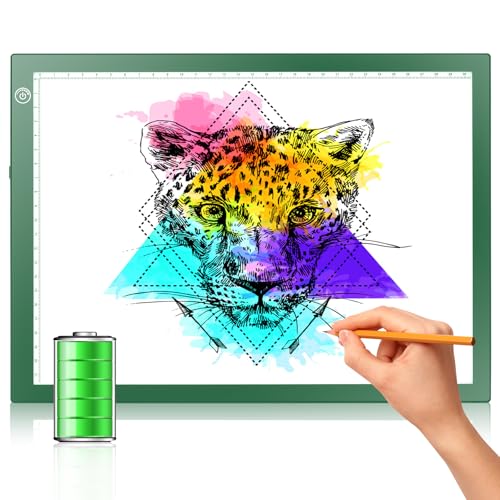 Rechargeable Tracing Light Box, LED Drawing Board for Kids Birthday Gift | Battery Powered Light Pad Copy Table for Stenciling, Sketching, Diamond Art Painting, Toys for Girls Boys Ages 3 4 5 6 7 8-12 - color: GREEN, size: 04 - 10x15inch rechargeable
