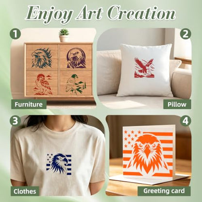 Eagle Stencils for Crafts Reusable 20Pcs Stencils(5.9X5.9 Inch) - color: Eagle 1
