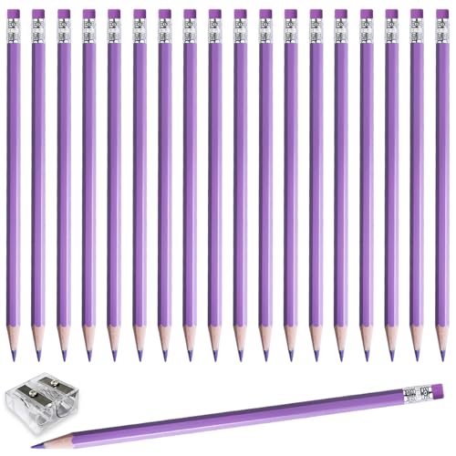 Adhere 25pcs Checking Pencils Erasable colored Pencils Pre-Sharpened #2 HB,for Checking Tests Grading,Map Coloring, editing Office Favors,including a Free sharpener. (Rose Purple) - color: Rose Purple