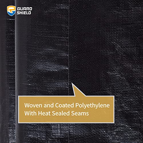 GUARD SHIELD Tarps Heavy Duty Waterproof 16x20 Feet Black Poly Tarp Cover Outdoor Thick UV Resistant Tarpaulin with Grommets 10mil - color: Black, size: 16x20