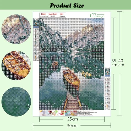 Lanzeyo Diamond Painting Kits for Adults, Landscape Diamond Art Kits, Diamond Dots Kits, Gem Art for Living Room Wall Art (Landscape) - color: 02 Landscape