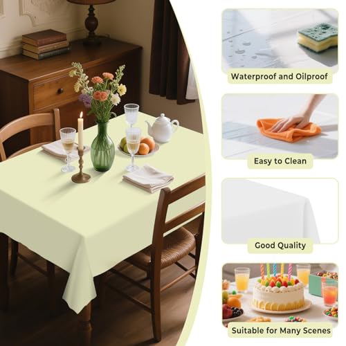 54IN X 160FT Plastic Table Cover Roll with Cutter Box, Cut to Size Plastic Table Cloths for Parties, Birthday, (Beige, 54"x1920") - color: Beige, size: 1920" x 54" (Rectangular)
