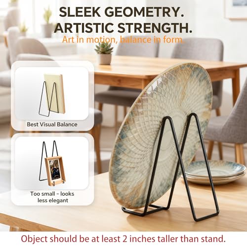 Artliving Metal Plate Stands for Display - 8-Inch Tabletop Holder for Decorative Plates, Picture Frames, Cookbooks, Plaques - Black Iron Display Easels - 2 Pack - size: 8“（2 pack）