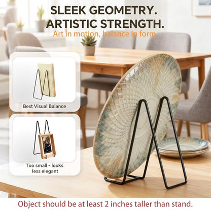 Artliving Metal Plate Stands for Display - 8-Inch Tabletop Holder for Decorative Plates, Picture Frames, Cookbooks, Plaques - Black Iron Display Easels - 2 Pack - size: 8“（2 pack）