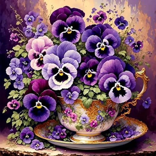 Flower Paint by Numbers Kit for Adults, Paint by Number for Adults Flowers - color: Pansy