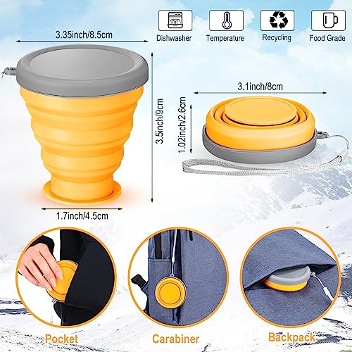 Umigy 9 Pcs 6.8 Oz/ 200 ml Silicone Collapsible Cup with Lid Collapsible Water Bottles Reusable Small Collapsible Travel Cup Portable Drinking Folding Camping Coffee Mugs for Hiking Outdoor Sports