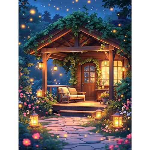 Night Diamond Art Kits for Adults,Warm&Dreamy Diamond painting Wall Decor | Diamond Art Kit for Beginners, 5D DIY Full Drill Diamond Painting Gem Art, Home Wall Art Gifts(12x16 inch) - color: DP03665