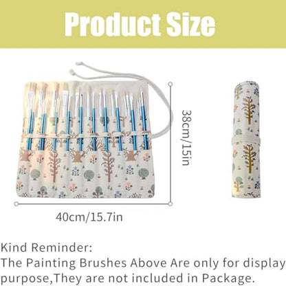 Paint Brush Holder Storage 20 Slots,Art Brush Roll Canvas Pouch,Roll Up Brush Bag Case,Paint Storage Canvas Pouch for Watercolor Gouache