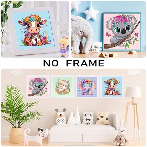 bleihum 4 Pack Paint by Numbers for Kid Ages 4-8 Animals 8x8inch | Animal Paint by Number Kits for Kids, DIY Animal Oil Painting for Home Decoration