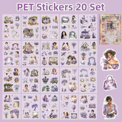 Uideyvi Summer Theme Sticker Scrapbooking Supplies for Junk Journal, 20 Sheets PET Stickers(TZ-001-006) - color: Summer theme