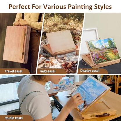 Adjustable Tabletop Sketchbox Easel with Storage Drawer & Palette - style: With 1 wood palette
