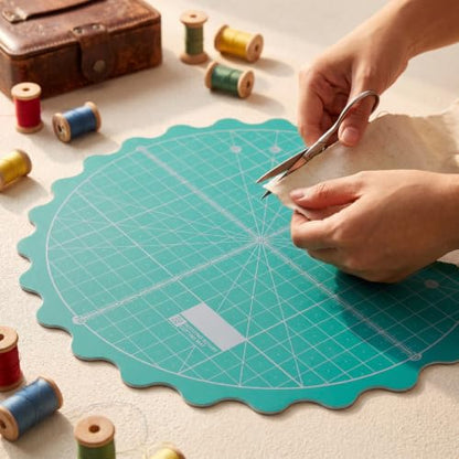 VOSAREA Rotating Cutting Mat Self-Healing Round Rotary Cutting Mat for Sewing Quilting Fabric Craft Projects Smooth Spinning Surface 9.05 Inch