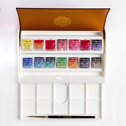 SENNELIER L'Aquarelle French Watercolor Paint, Travel Set of 14 Half Pans