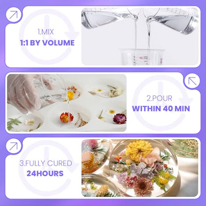 LET'S RESIN 34oz Crystal Clear Epoxy Resin, Casting Resin for Beginners | 2 Part Resin and Hardener for Crafts, Bubble Free & Low Odor, Anti-Yellowing, Casting Molds, Jewelry, Art, Easy to Mix - size: 34oz