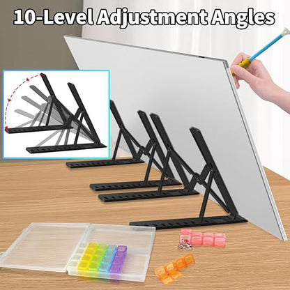 Mlife A2 Light Box Kit for Diamond Painting, Adjustable Brightness Diamond Light Pad for Tracing Pad, Light Board Diamond Art Painting Accessory, Diamond Art Tools for Full Drill - style: A2 Kits