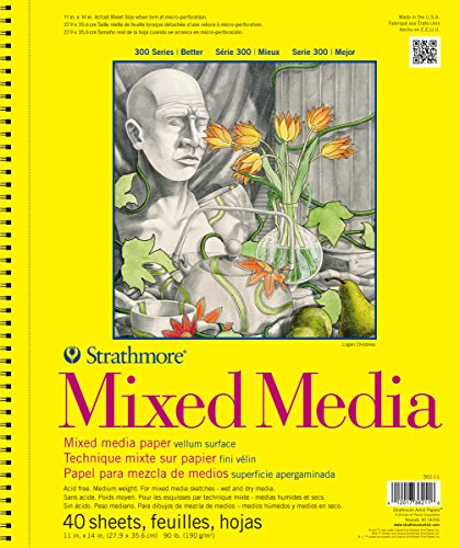 Strathmore (362-11) 300 Series Mixed Media Pad, 11"x14", 40 Sheets, White - size: 11 x 14 inches