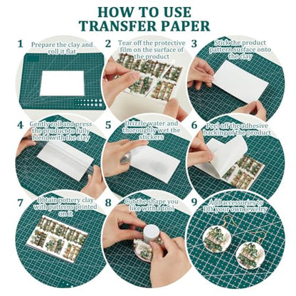 OLYCRAFT 24Pcs Bookshelves Clay Transfer Paper 4 Styles Flower Stands Clay Transfers Paper for Polymer Clays Earring Bookmarks Transfer Sheets Small Ceramic Decal for Earring Jewelry Making - style: Bookshelves