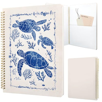 Cute Spiral Notebook journal A4 Aesthetic Pretty Design for Women Girls Kawaii with Pocket, 8.5 x 11 inch, Lined, Turtle - color: Save Turtle, style: Lined
