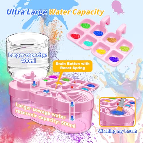 Upgraded Paint Brush Cleaner Tool,Brush Rinser Cup Painting Running Water Circulation Art Supplies for Acrylic,Watercolor and Water Based Creative Gift for Adult Artist Beginner and Painter - color: Pink