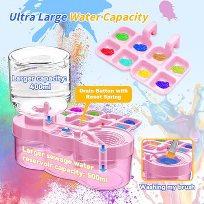 Upgraded Paint Brush Cleaner Tool,Brush Rinser Cup Painting Running Water Circulation Art Supplies for Acrylic,Watercolor and Water Based Creative Gift for Adult Artist Beginner and Painter - color: Pink