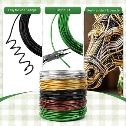 32 ft Green Aluminum Craft Wire, 10 Gauge 2.5mm Bendable Armature Wire - color: Green, size: 10 Gauge, 32 ft