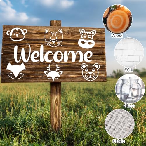 100 Pcs Small Stencils for Crafts, 2 Inch Reusable Cute Stencils for Painting on Wood DIY Craft for Drawing Templates Wall Home Decor Canvas Fabric(Animals) - style: Animals