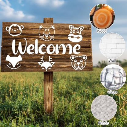 100 Pcs Small Stencils for Crafts, 2 Inch Reusable Cute Stencils for Painting on Wood DIY Craft for Drawing Templates Wall Home Decor Canvas Fabric(Animals) - style: Animals