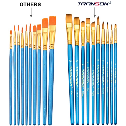 Transon 20pcs Bulk Artist Paint Brush Set for Acrylic Watercolor Gouache Hobby Craft Face Painting Blue - color: Blue