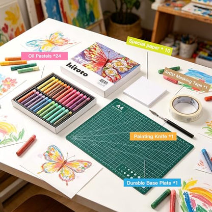 rubens 57 PCS Macaron Soft Oil Pastels Kit for Beginner Drawing - color: 24 Macaron Colors Set