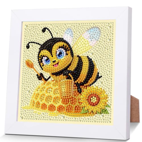 Bee Diamond Art Painting Kits for Kids with Frame Ages 4-8-12 (7x7 inch) - color: CC1150