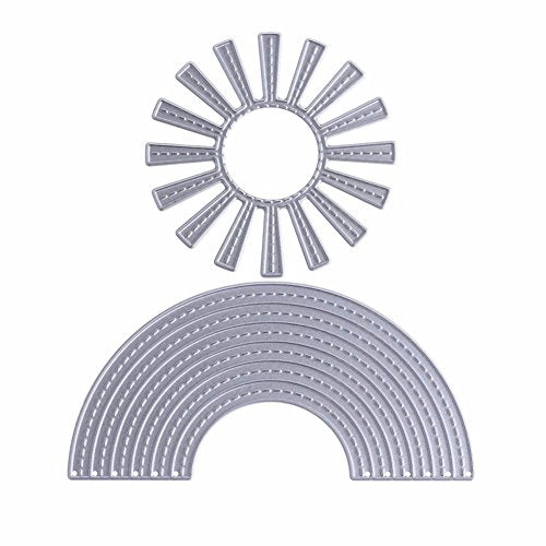 Rainbow Cutting Dies Sun Die Cuts Metal Embossing Stencils Template Mould for Making Card DIY Scrapbooking Photo Album Decorative (Large Size) - style: Sun and Rainbow