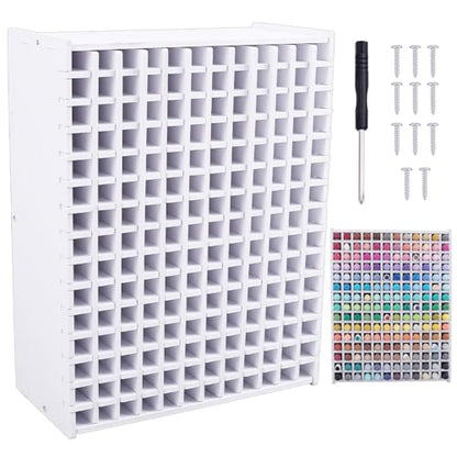 BENECREAT Wooden Art Marker Storage Rack, Pen Organizer with 180 Compartments, White Rectangle Desktop Organizer for Markers Pens Brushes Art Supplies, 13.86x10.67inch - size: 13.86x10.67inch