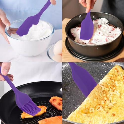Silicone Spatulas Set, Rubber Spoon Spatula Heat Resistant Spoonula One Piece Design Seamless Spatula Non-Stick Scrapers Baking Mixing Tool (Purple) - color: Purple