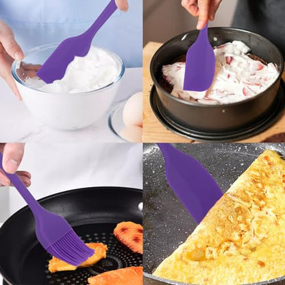 Silicone Spatulas Set, Rubber Spoon Spatula Heat Resistant Spoonula One Piece Design Seamless Spatula Non-Stick Scrapers Baking Mixing Tool (Purple) - color: Purple